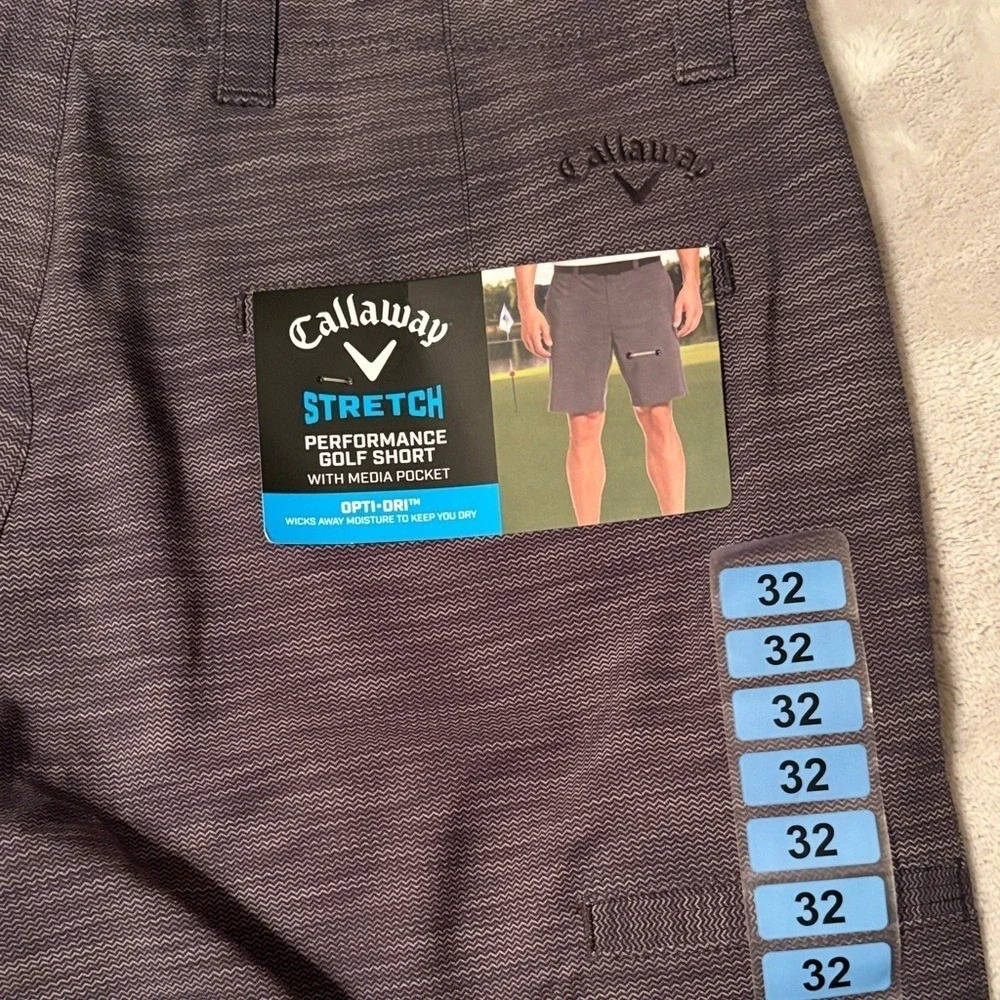 NWT‎ Callaway Men's Gray Patterned Flat Front Shorts